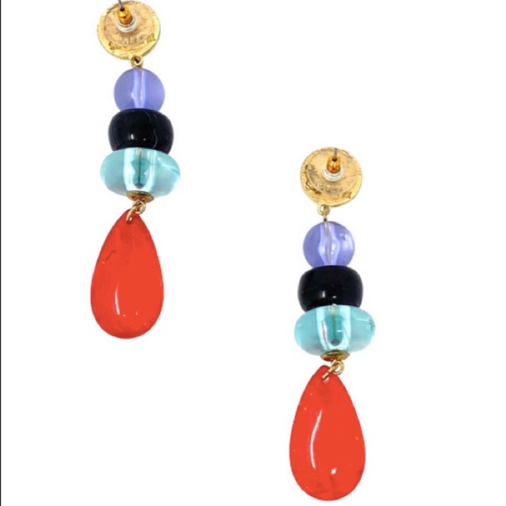 Multicolor 80s Style Geometric Dangle Earrings - image 4